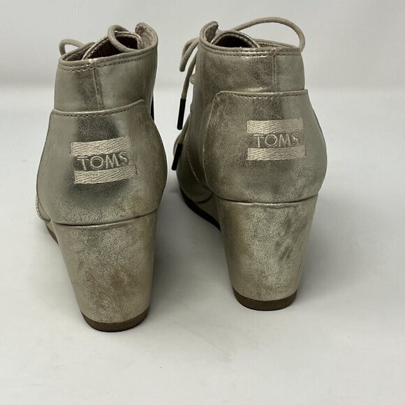 Toms Desert Wedge Booties shoes metallic gold 8 - Picture 5 of 12